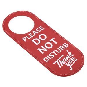 lot 2421 image: PATIKIL Do Not Disturb Door Hanger Sign, 1 Pack PU Leather Double Sided Door Knob Privacy Sign for Office Home Meeting, Red