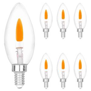 lot 2450 image: HEWA-Tech C35 Flame Tip Flicker Bulbs - Crystal Clear Candle Light with Orange Glow Effect for HalloweenChristmas, E12 Chandelier Replacement Bulbs, 6-Pack (C35E12 Clear)