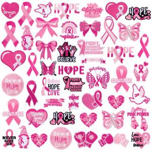 lot 2452 image: Yuxung 48 Pcs Breast Cancer Awareness Iron on Patches Pink Ribbon Sew Iron on Applique Embroidered Patches Decorative Repair Patch DIY Crafts Accessories Gift for Clothing Hat
