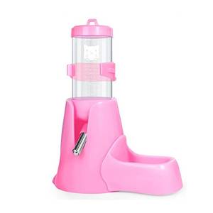 lot 2453 image: Pink Hamster Water Bottle with Stand Water Bottle with Food Container Base Automatic Bottle Dispenser for Dwarf Hamster Gerbil Small Animals