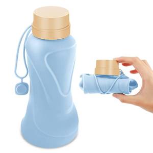 lot 2456 image: NAVTUE Collapsible Water Bottles,650ml,Leak Proof,Reuseable BPA Free Silicone Foldable Water Bottles,Durable Lightweight for Travel Gym Camping Hiking,Compact Size Portable Sports Water Bottle (Blue)