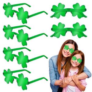 lot 2459 image: St Patricks Day Green Shamrock Glasses 6 PCS, Irish Four Leaf Clover Universal Fit Sunglasses Party Favor Supplies Accessories, Saint Patricks Gifts Decorations Photo Props for Parade Outfits Costume