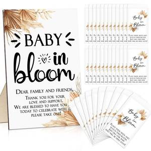 lot 2474 image: Maitys 100 Pcs Baby Shower Seed Packets Favors for Guests Baby in Bloom Wooden Sign Self Adhesive Envelopes Packet Storage Decor, No Seeds(Boho Style)