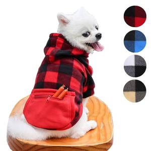 lot 2475 image: Plaid Dog Hoodie for Small Medium Large Dogs with Zipper Pocket,Fleece Dog Cat Christmas Outfit Winter Clothes,Christmas Puppy Cat Sweaters for Dogs Cats 190lbs(Red,2XL)