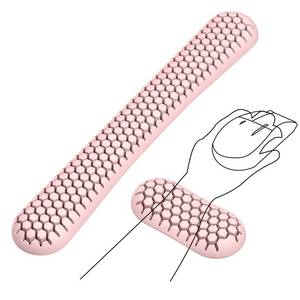 lot 2486 image: pink keyboard wrist rest set��ergonomic wrist pad for keyboard and mouse.Soft silicone wrist rest typing relieves wrist pain, suitable for offices, homes, games, Laptops and computers