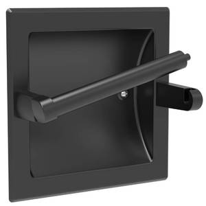lot 2491 image: WZKALY Matte Black Recessed Toilet Paper Holder for Large Rolls, Pivoting Black Toilet Paper Holder Wall Mount Stainless Steel, in Wall Toilet Paper Holders Black, Bathroom Toilet Paper Wall Holder