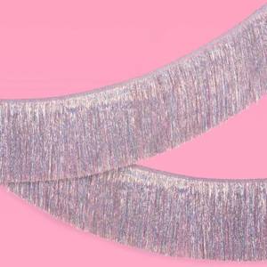 lot 2494 image: xo, Fetti Silver Iridescent Fringe Banner - 5 Ft.  Bachelorette Party Decorations, Birthday Party Decor, 21st Bday Decor, HBD, Photo Booth Banner Backdrop
