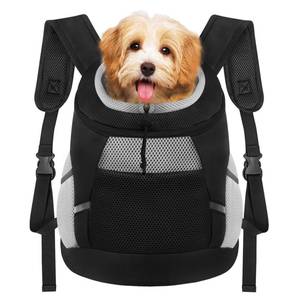 lot 6209 image: Dog Backpack Carrier, Front Chest Carrier for Dogs, Pet Carrying Bag for Travel Hiking Cycling Outdoor Black L (Suggested Pet Height 15-18 in, 14-20 lbs)