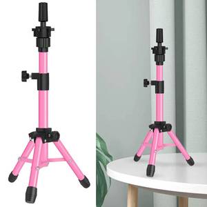 lot 6211 image: ZQIAN BEAUTY MINI Wig Stand Tripod, 25 Inch Adjustable Mannequin Head Stand, Wig Head Stand for Training Heads And Canvas Block Head (Pink, Mannequin Head Not Included)