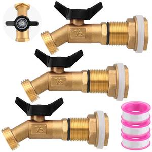 lot 6218 image: JaGely 3 Sets Brass Rain Barrel Spigot Kit with Heavy Duty Bulkhead Fitting Quarter Turn Ball Valve Spigot Rain Barrel Faucet Bucket Spigot for Aquariums, Water Tanks, Tubs, Pools (Black)