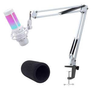 lot 6222 image: White Boom Arm for HyperX QuadCast S - White Mic Arm Compatible with Hyperx Quadcast White Microphone, Premium Microphone Boom Arm Stand by YOUSHARES
