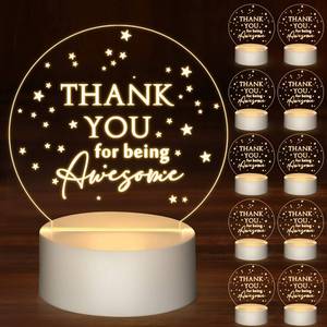 lot 7024 image: Sumind 10 Pcs CNA Nurse Thank You Gifts for Employee Acrylic LED Night Light Lamp Inspirational Appreciation Gift Bulk for Teacher Staff Team Coworker(Round)