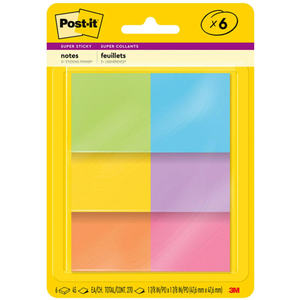 lot 8322 image: Post-it� Super Sticky Notes 1 78 in x 1 78 in Energy Boost Collection 6 PadsPack 45 SheetsPad