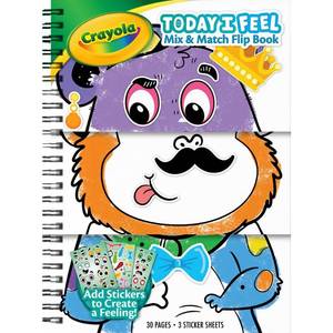 lot 8324 image: Crayola Today I Feel Mix & Match Flip Book Flippable Coloring & Sticker Book for Kids, 30 Pages, Activity Pad