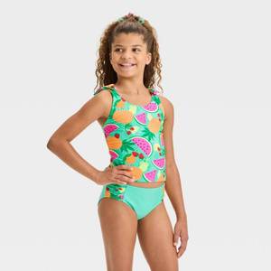 lot 8337 image: Girls Fruit Printed Tankini Set - Cat & Jack�� M UPF 50 Swimwear, Recycled Polyester, 4-Way Stretch, Full Coverage