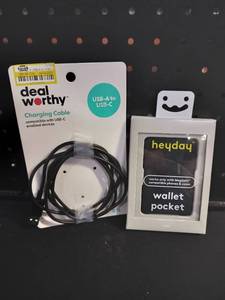 lot 8339 image: Deal Worthy USB-A to USB-C Cable and Heyday MagSafe Wallet Pocket Bundle