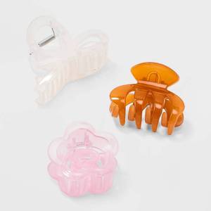 lot 8348 image: Plastic Claw Hair Clip Set 3pc - Universal Thread�� Warm Solid Pattern, All Hair Types, Fashion Accessory