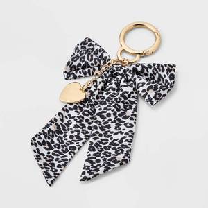 lot 8356 image: Heart and Leopard Bow Handbag Charm - A New Day�� Brown Animal Print Keychain with Lobster Claw Clasp, Iron & Zinc Alloy
