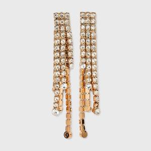 lot 8358 image: SUGARFIX by BaubleBar Crystal Fringe Jacket Drop Earrings - Gold