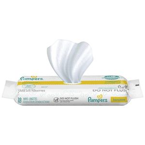 lot 8363 image: Pampers Sensitive Baby Wipes - 18ct x2 (2 pack)