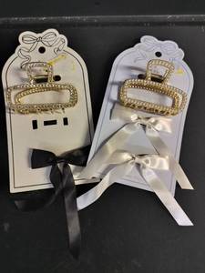 lot 8366 image: Rhinestone Hair Claw Clips with Satin Bows