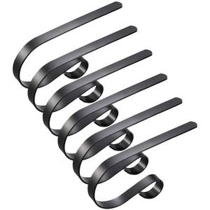 lot 8378 image: Edoneery Christmas Stocking Holders for Fireplace Mantle with Separate Double-Sided Tapes, Non-Slip Stocking Hangers for Mantel Shelves Multipurpose Xmas Party Decoration Hooks Set of 6 Black