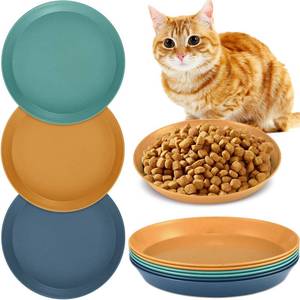 lot 8394 image: Gerrii 6 Pieces Shallow Cat Food Dish, Whisker Friendly, Lightweight, 6 Inch Wheat Straw Bowls, Suitable for Small Cats