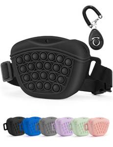 lot 8395 image: Gobeigo Dog Treat Pouch with Training Clicker 2.0-Upgrade Stronger Magnetic Closure to Avoid Spilling, 1.67 Cup Silicone Treat Bag Fanny Pack with Waist Belt for Pet Training Walking (Black)