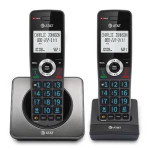 lot 8399 image: AT&T GL2101-2 DECT 6.0 2-Handset Cordless Home Phone with Call Block, Caller ID, Full-Duplex Handset Speakerphone, 2 White Backlit Display, Lighted Keypad (Graphite & Black)