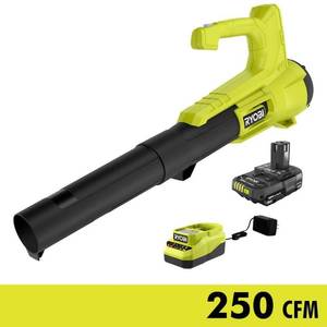 lot 9769 image: ONE 18V 90 MPH 250 CFM Cordless Battery Leaf BlowerSweeper with 2.0 Ah Battery and Charger - Retail $79