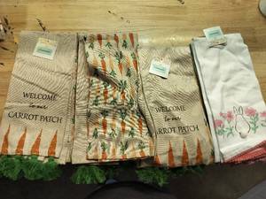 lot 9796 image: Easter Dish Towels Bundle (3 Carrot Sets, One Bunny Set)