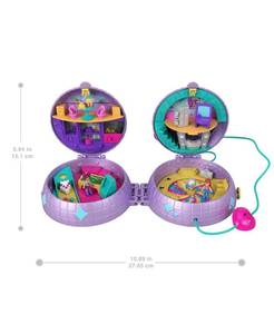 lot 9805 image: Polly Pocket Double Play Skating Compact 2-in-1 Playset with 2 Micro Dolls & 16 Accessories