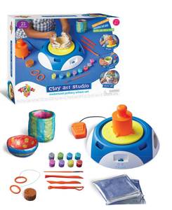 lot 9824 image: Geoffreys Toy Box Clay Art Studio Motorized Pottery 21 Pieces Wheel Set, Created for Macys - Retail $99.99