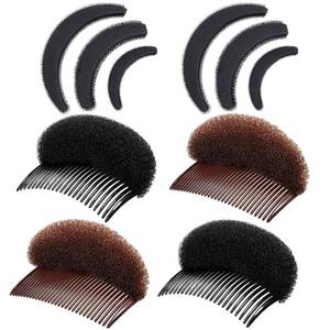 lot 10034 image: 10 Pieces Hair Volumizing Accessories Set - Braiding Tool, Hair Bump Base, and Volume Haircomb for Women Lady Costume(Black, Brown)