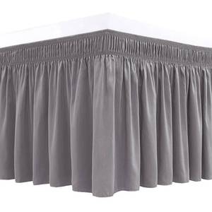 lot 10041 image: Biscaynebay Wrap Around Bed Skirts for Queen Size Beds Long Drop of 18, Silver Grey Adjustable Elastic Dust Ruffles Easy Fit Wrinkle Resistant Silky Luxurious Fabric Machine Washable