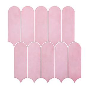 lot 10049 image: HOMEART Pink Backsplash Peel and Stick Wall Tiles, Removable Backsplash Renter Friendly Faux Ceramic Tile, Peel and Stick Feather Stick on Tile for Kitchen Bathroom Laundry (10 Sheets)