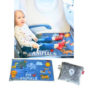 lot 10055 image: Cegali Airplane Seat Extender for Kids ANM Enhance Your Childs in-Flight Comfort. Travel Toddler Bed, Leg Rest, Foot Hammock, All in One (My Animals - Cool Grey)