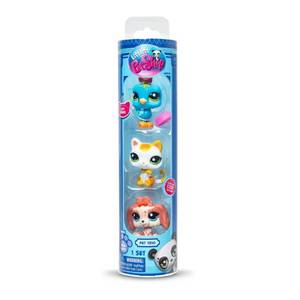 lot 10077 image: Littlest Pet Shop 3pk Collectible Figures - Llasa Opso, Cat, Fancy Bird