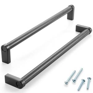 lot 10102 image: ASKANO Black Cabinet Pulls, 8-1316 Inch Hole Centers, Knurled Bar Kitchen Cabinet Handles AP1311  Pack of 1, Solid Hardware for Kitchen Door Drawer Dresser Bathroom Vanity Cupboard Furniture, 8.8