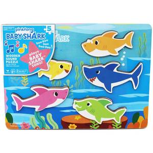 lot 10420 image: Spin Master Games, Pinkfong Baby Shark Musical Wooden Sound Puzzle, Plays Viral Song, Baby Shark Toddler Toys, for Kids Who Love Music, for Ages 2 & Up