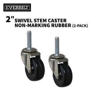 lot 10454 image: 2 in. Black Soft Rubber and Steel Swivel Threaded Stem Casters with 80 lb. Load Rating 2 Pack