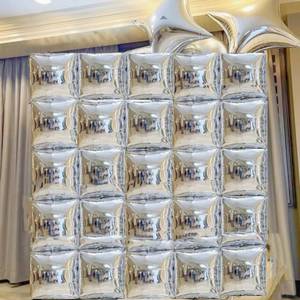 lot 10477 image: Orgnafey Square Foil Metallic Silver Balloons Wall Tunnel Flat Double Sided Mylar Chrome Silver Balloon Arch Garland Kit New Years Eve Wedding Graduation Engagement Disco Party Background Decorations