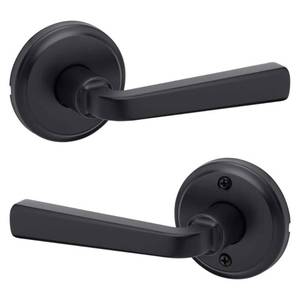 lot 10488 image: Set of Two Trafford Matte Black Reversible Round Straight HallCloset Door Handle