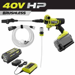 lot 11579 image: Ryobi 40V HP Brushless Motor EZClean 600 PSI at 40 V Cordless Cold water Portable Power Cleaner - Retail $279