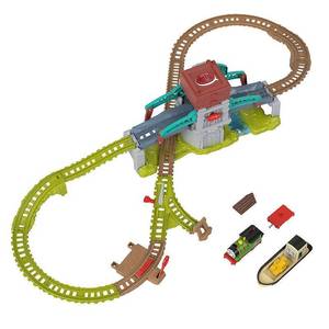 lot 11590 image: Fisher-Price Thomas & Friends Talking Bulstrode & Which-Way Bridge Toy Train Set with Sounds & Percy Engine, Multi