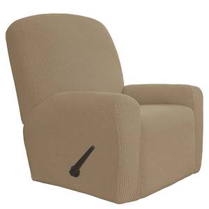lot 11600 image: Easy-Going 4 Pieces Oversized Recliner Stretch Sofa Slipcover Sofa Cover Furniture Protector Couch Soft with Elastic Bottom Polyester Spandex Jacquard Fabric Small Checks Tan,X-Large