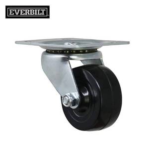 lot 12296 image: 2 in. Black Soft Rubber and Steel Swivel Plate Caster with 90 lb. Load Rating