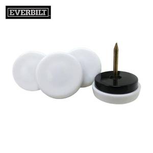 lot 12311 image: 78 in. White Plastic Round Nail-On Furniture Glides for Floor Protection (4-Pack)