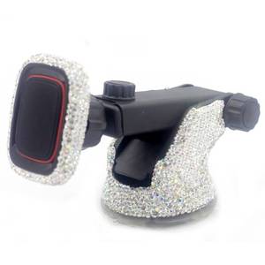 lot 12328 image: Bestbling Bling Rhinestone Magnetic Car Phone Mount, Car Phone Holder, Dashboard Phone Mount for Car Navigation and Hands-Free Calling, Compatible with All Smartphones (Silver)