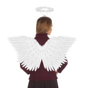 lot 12332 image: Yieeonc Angel Wings and Halo for Adult White Feather Angel Costume for Women Kids Girls Halloween Cosplay Party Butterfly Costumes Accessories